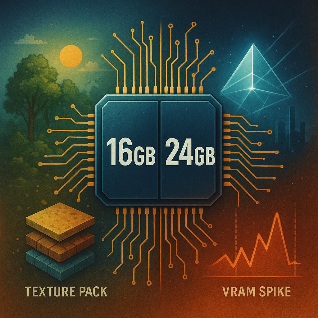 16GB vs 24GB in 2026 AAA Titles: Texture Packs, Ray Tracing, Frame Generation, and VRAM Spikes Explained with Real-World Scenarios
